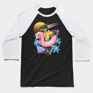Dinosaur Pool Flamingo Gifts Men Kids Women Funny Dinosaur Baseball T-Shirt